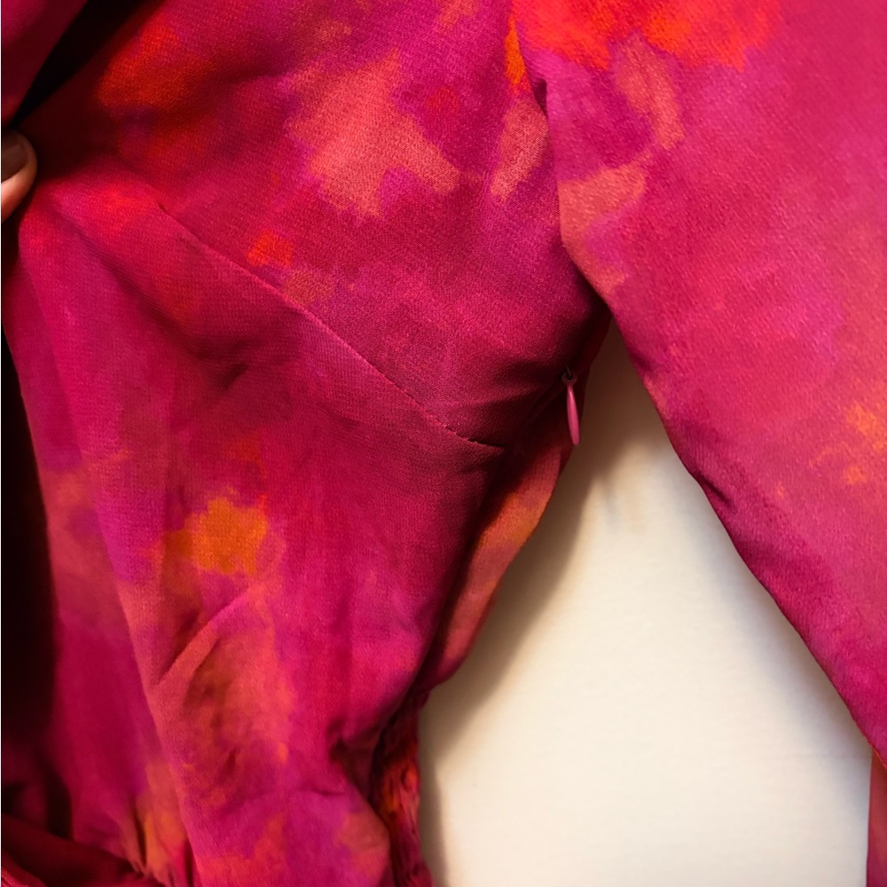 In The Style Pink Orange Sheer Wrap Bodysuit - Picture 8 of 9